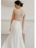 Ivory Lace Chiffon Sheer Back Airy Wedding Dress